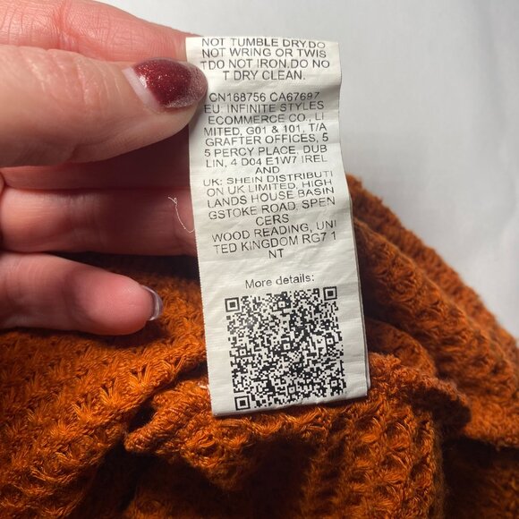 Emery Rose Orange Rust Twist Hem Womens M Shirt Dolman Sleeve Waffle Knit EUC - Picture 5 of 8